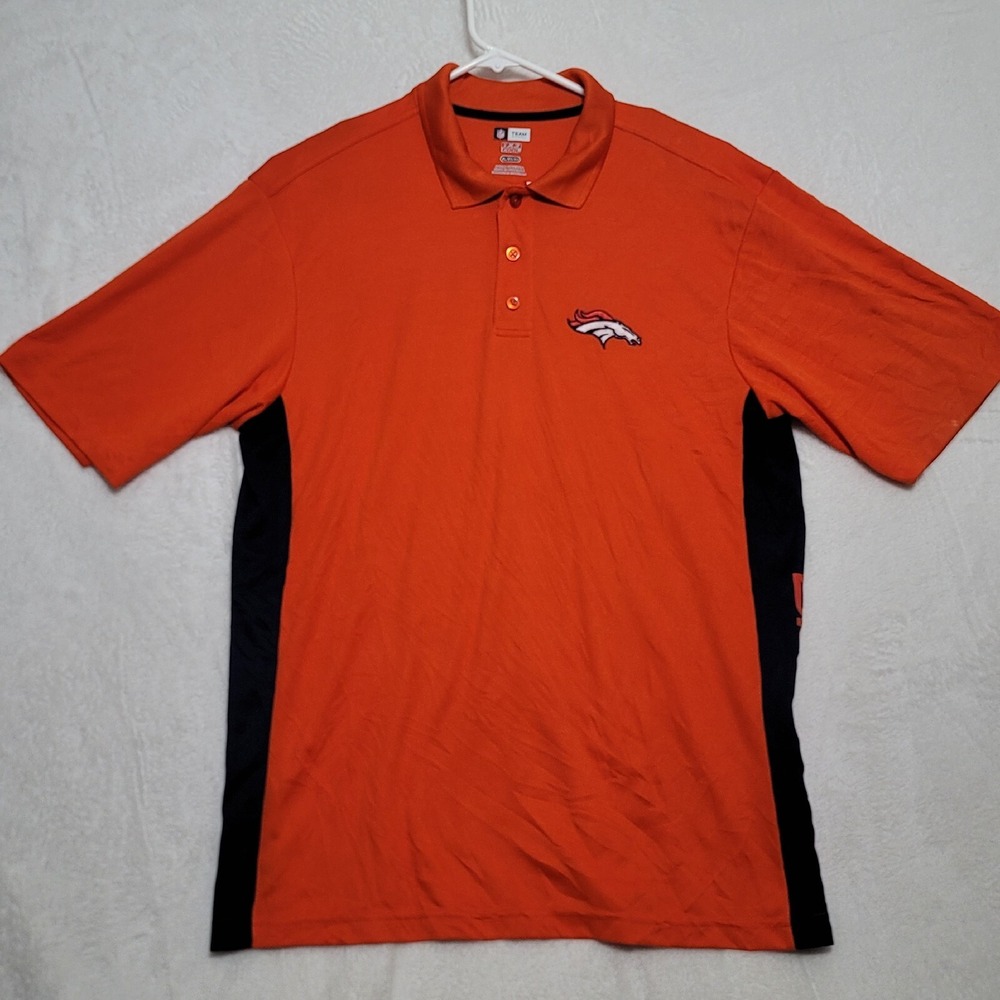 NFL Denver Broncos Men's Polo Shirt Size XL Orange‎ Short Sleeve Casual TX3 Cool